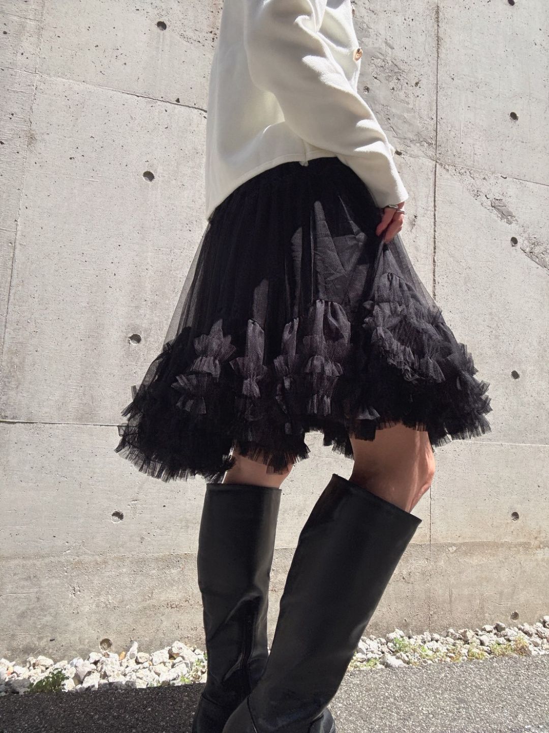 tulle gather volume skirt