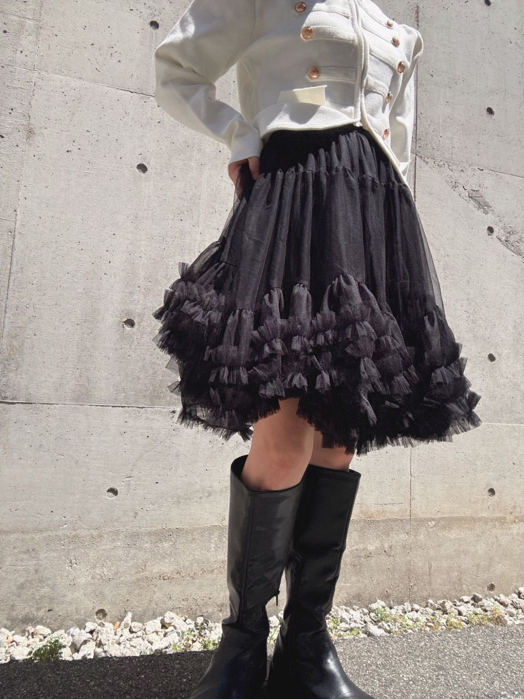 tulle gather volume skirt