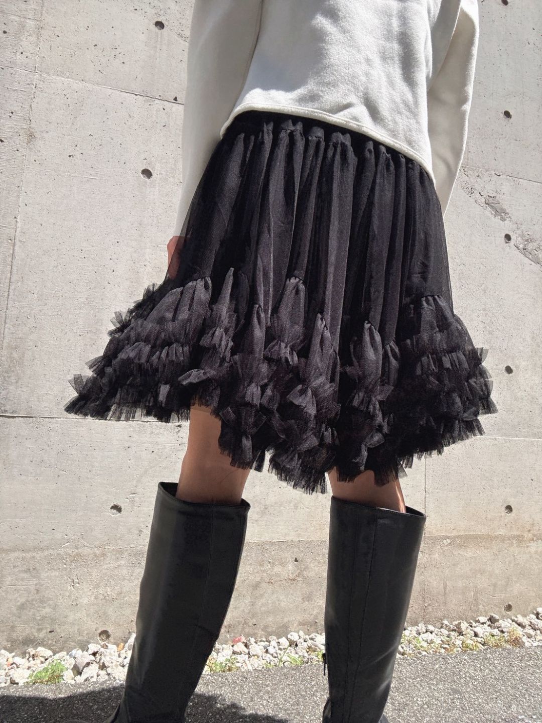 tulle gather volume skirt