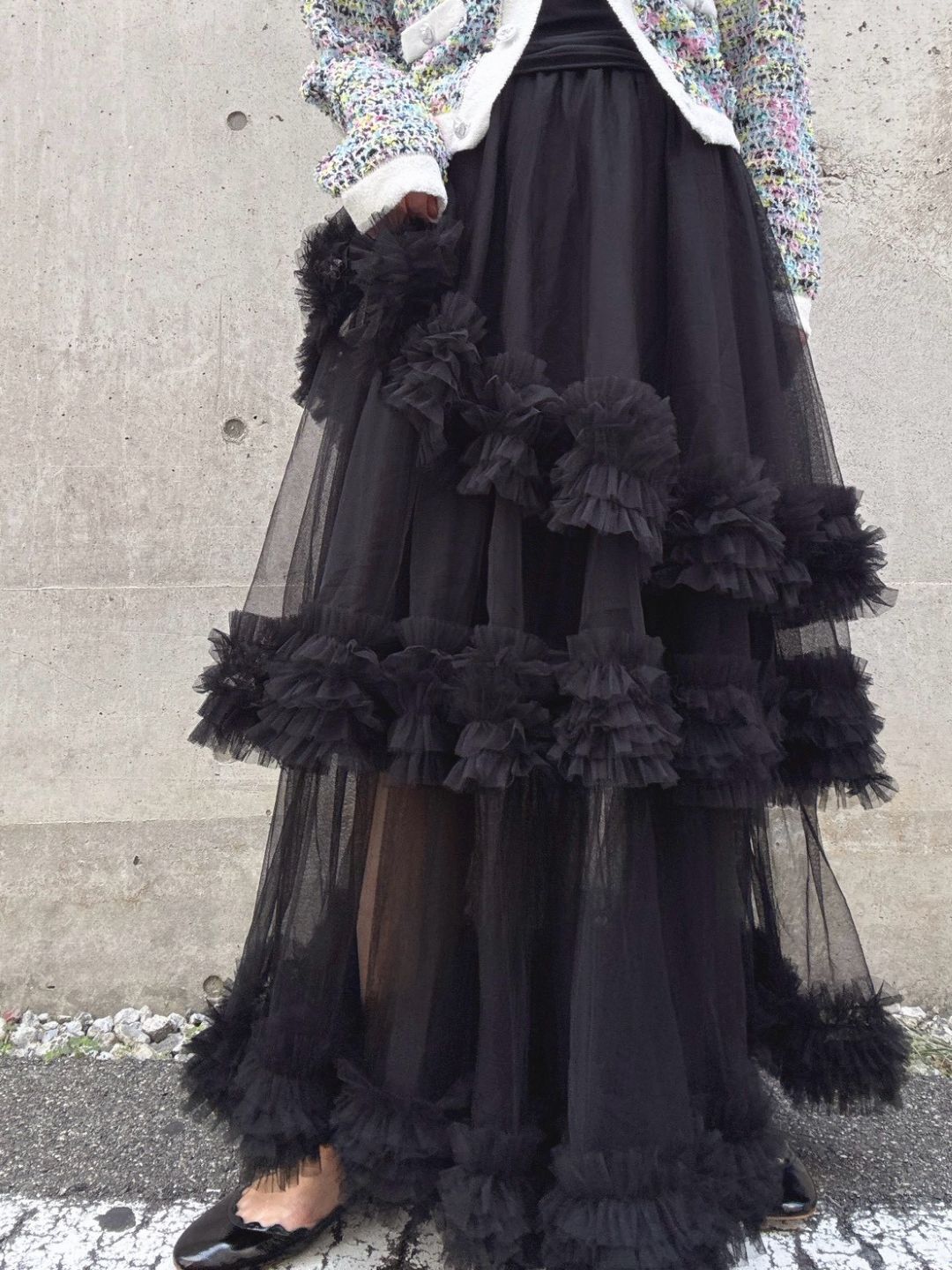 three-tiered Tulle  maxi skirt