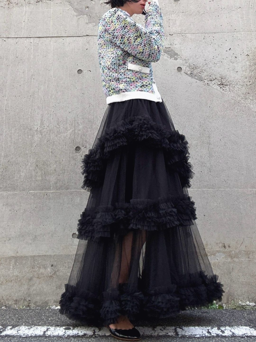 three-tiered Tulle  maxi skirt