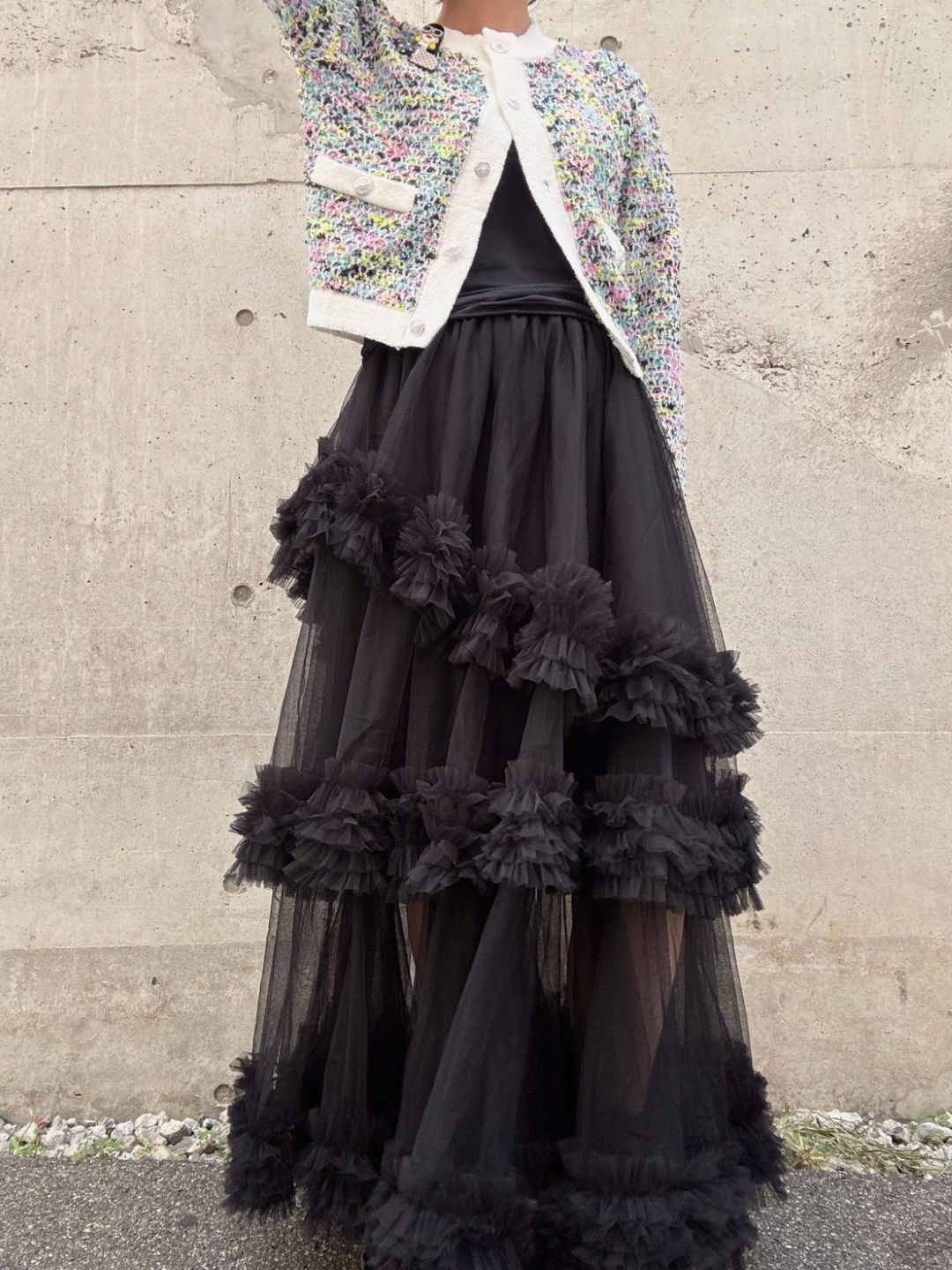 three-tiered Tulle  maxi skirt