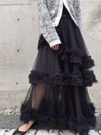 three-tiered Tulle  maxi skirt