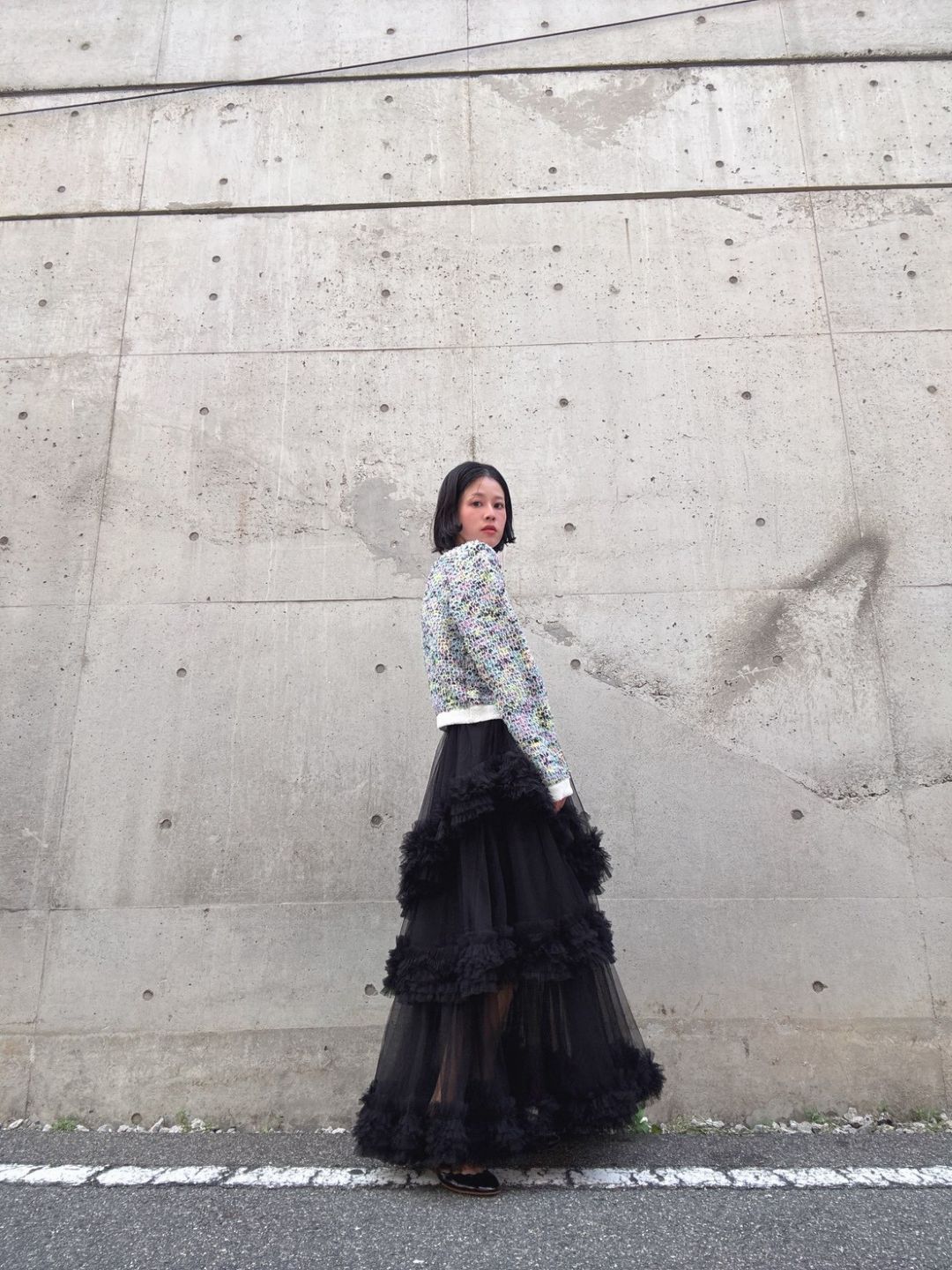 three-tiered Tulle  maxi skirt
