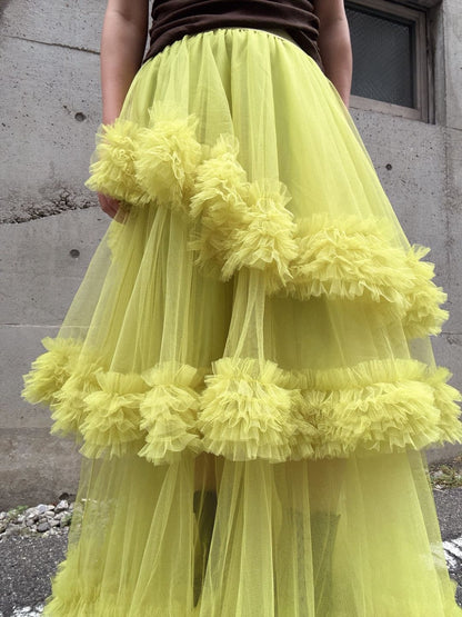 three-tiered Tulle  maxi skirt