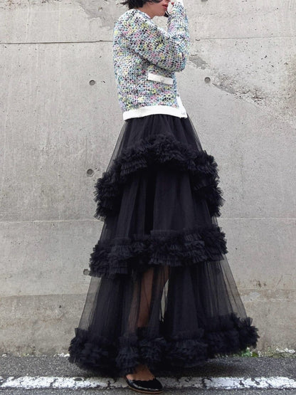 three-tiered Tulle  maxi skirt
