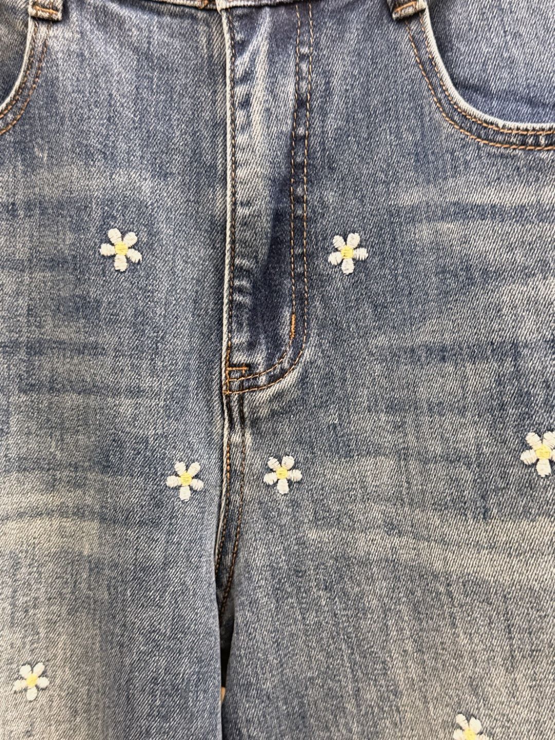 flower wide denim