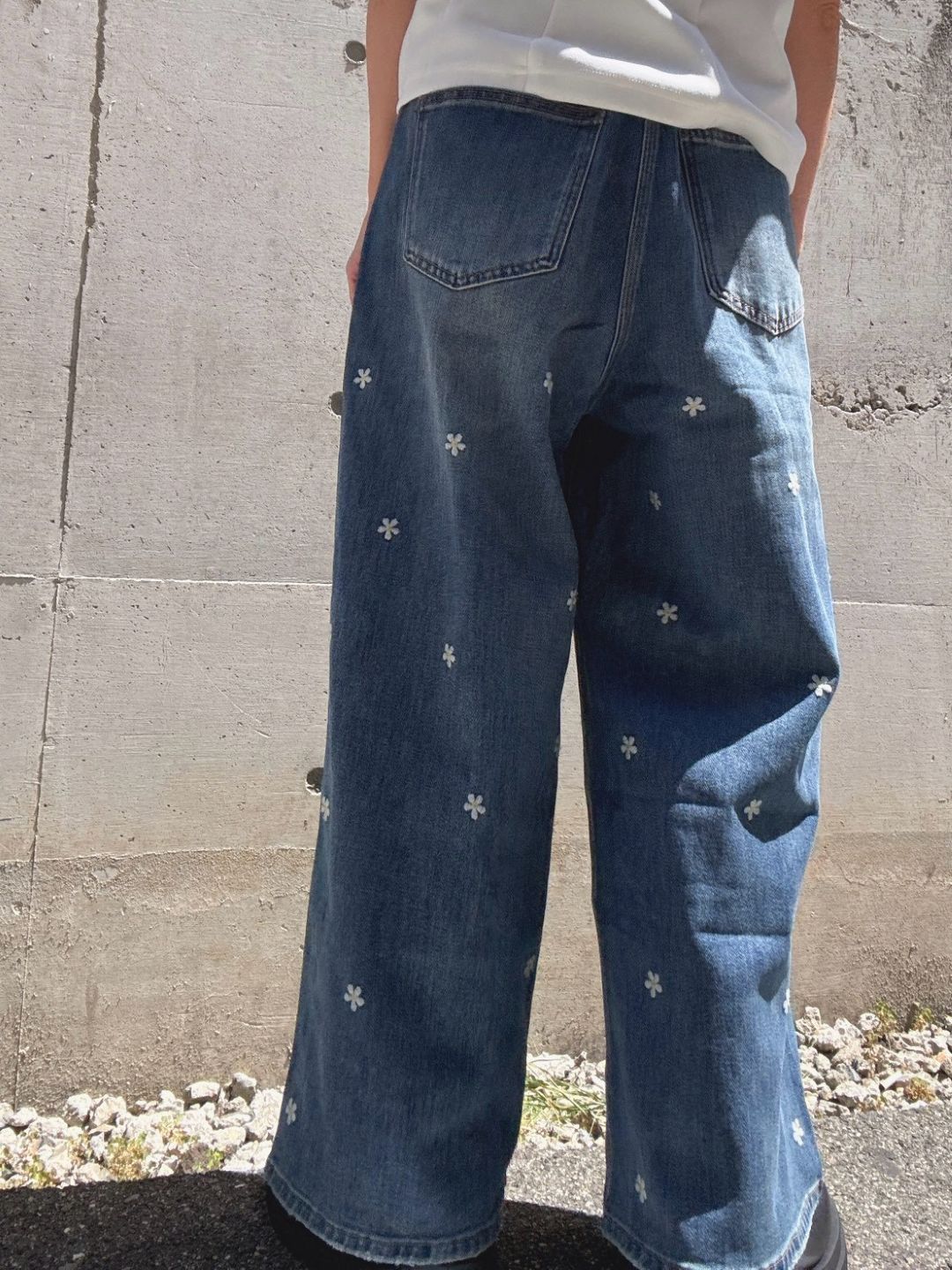 flower wide denim