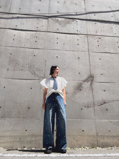 flower wide denim