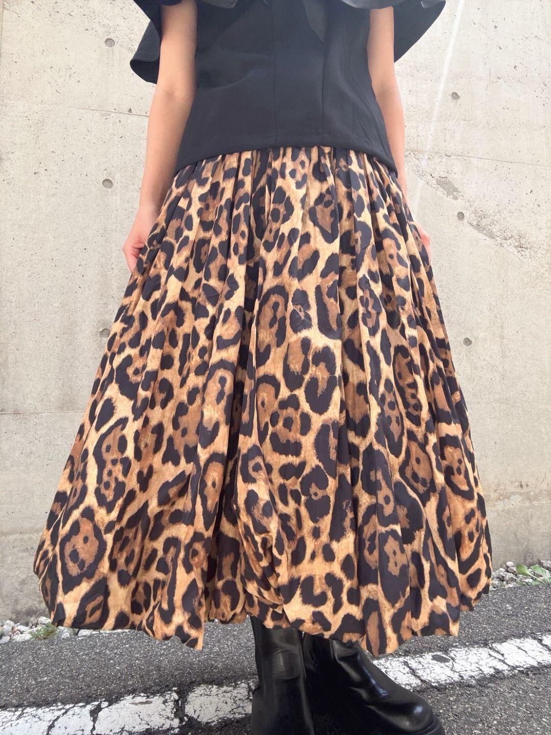 leopard volume skirt