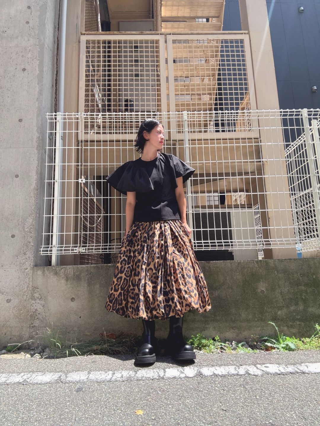 leopard volume skirt