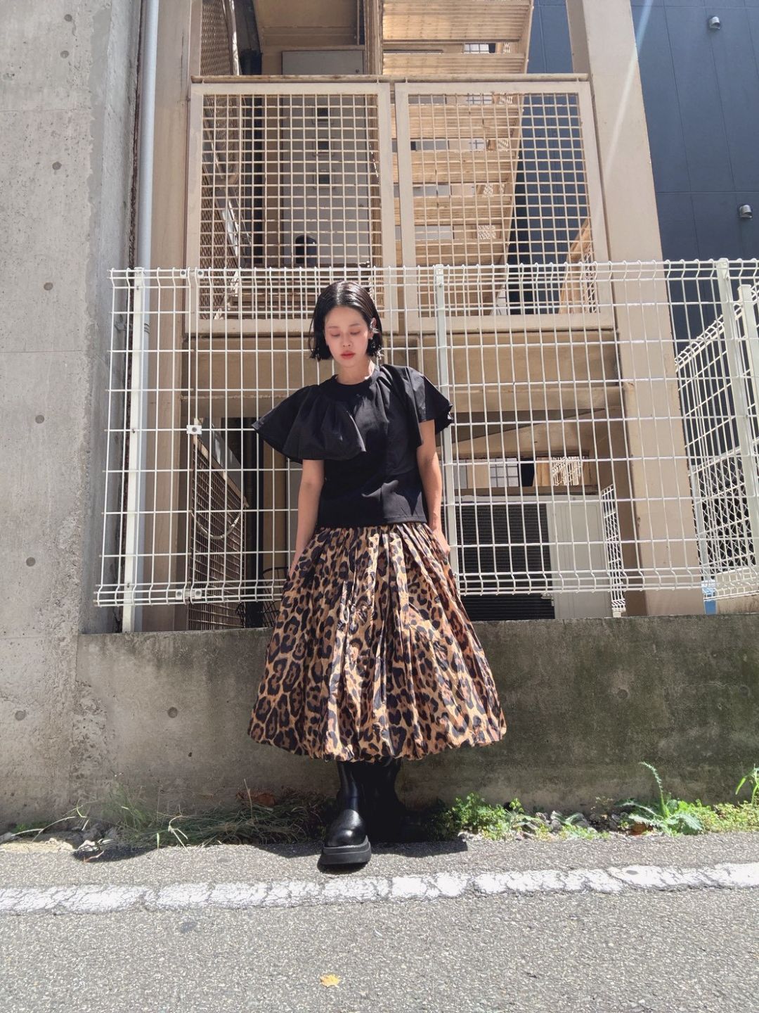 leopard volume skirt