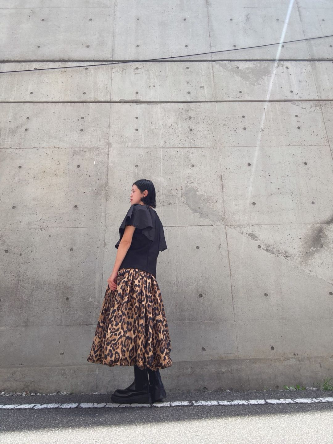 leopard volume skirt