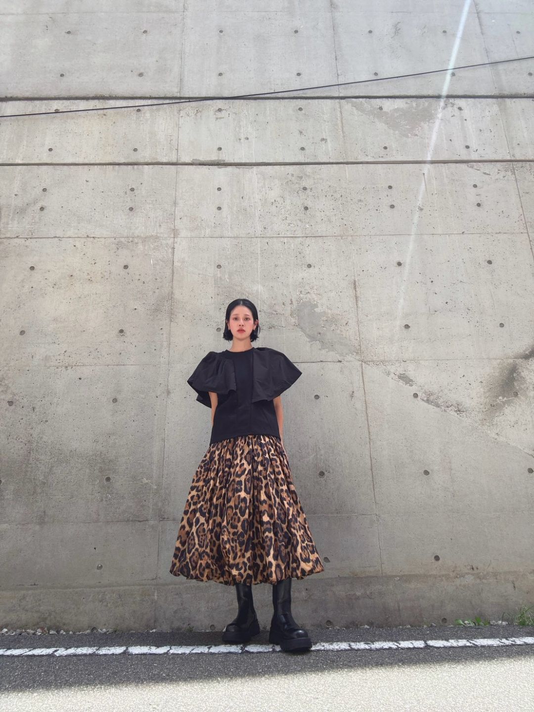 leopard volume skirt