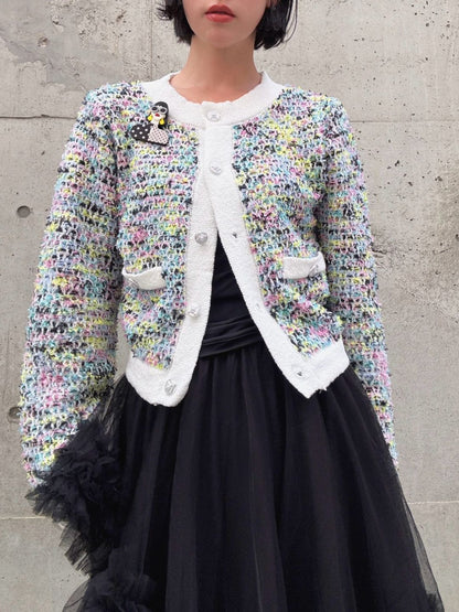 mix tweed knit cardigan