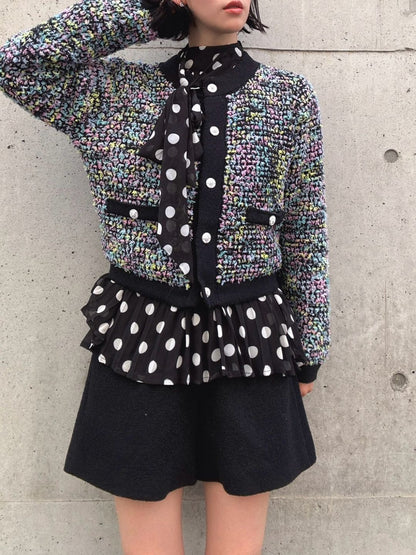 mix tweed knit cardigan