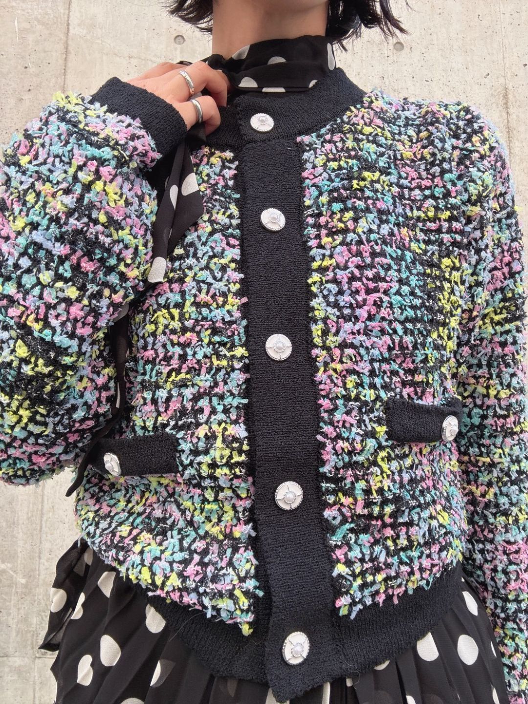 mix tweed knit cardigan