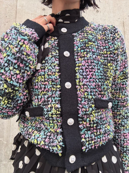 mix tweed knit cardigan