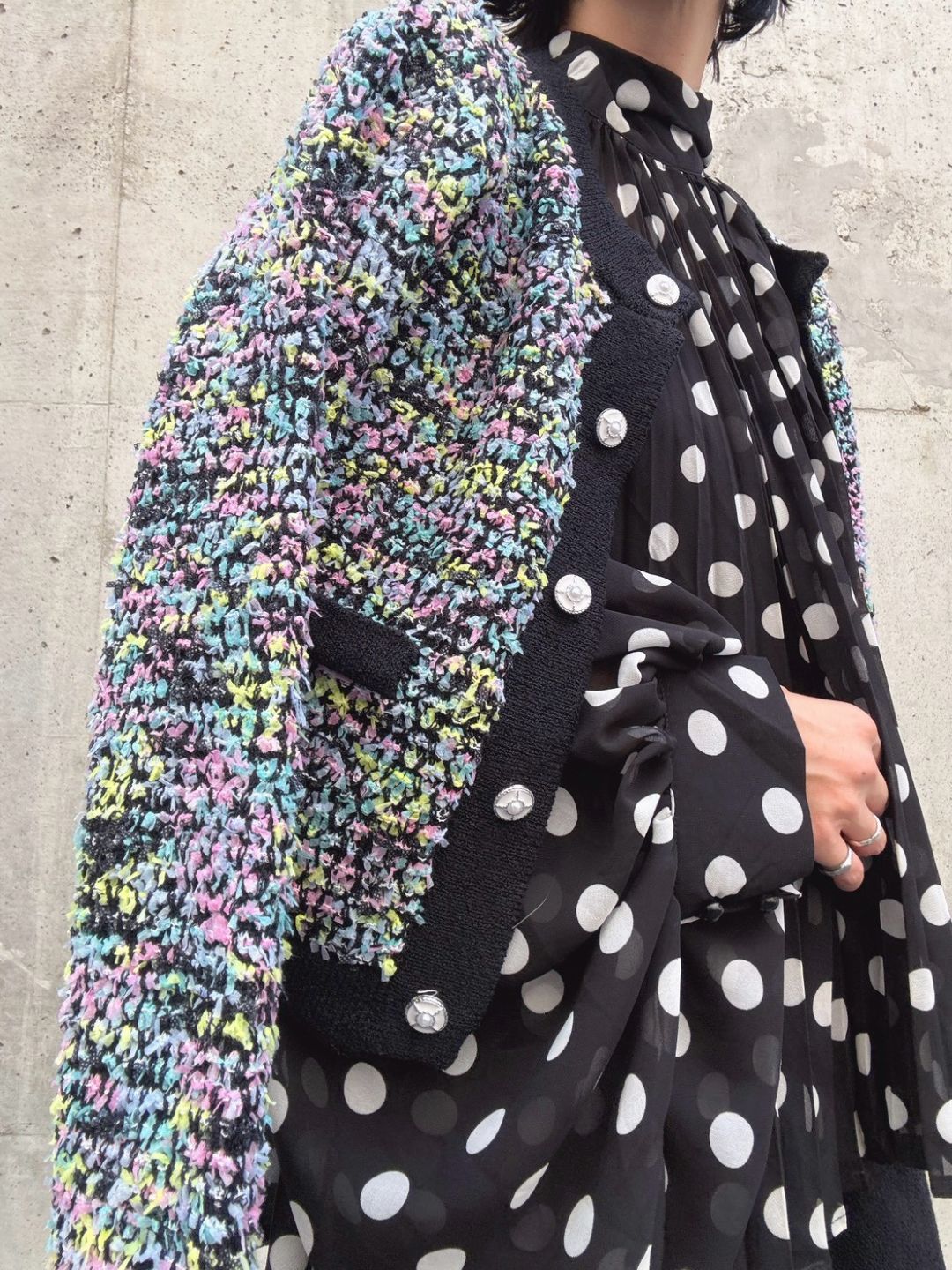 mix tweed knit cardigan