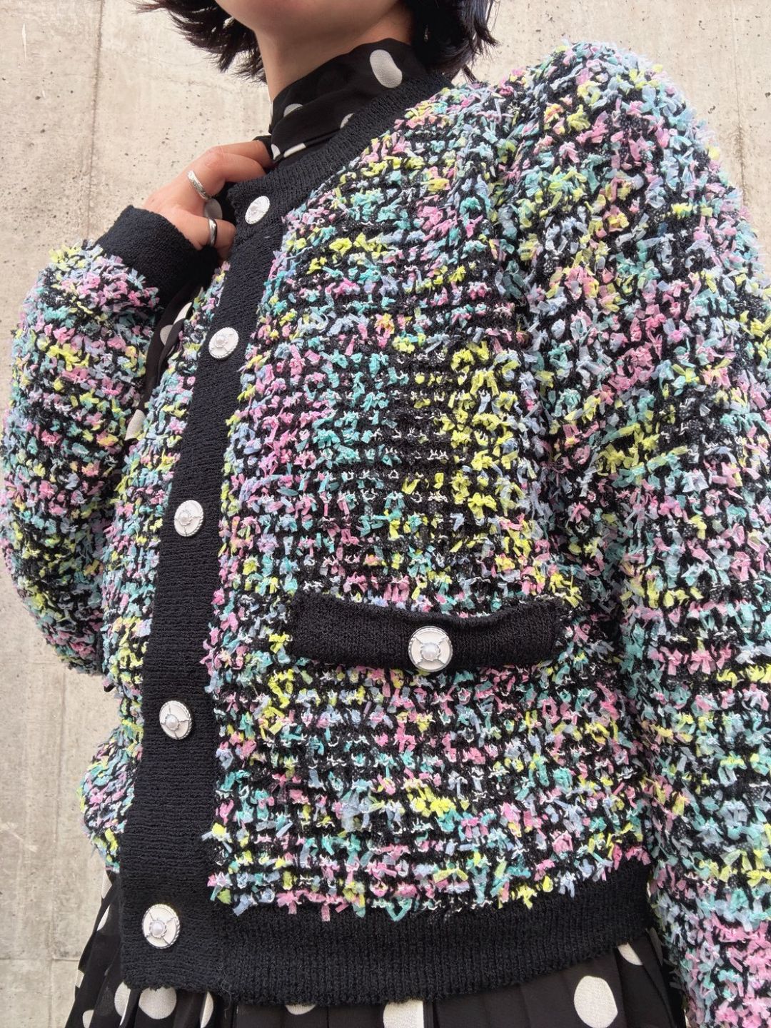 mix tweed knit cardigan