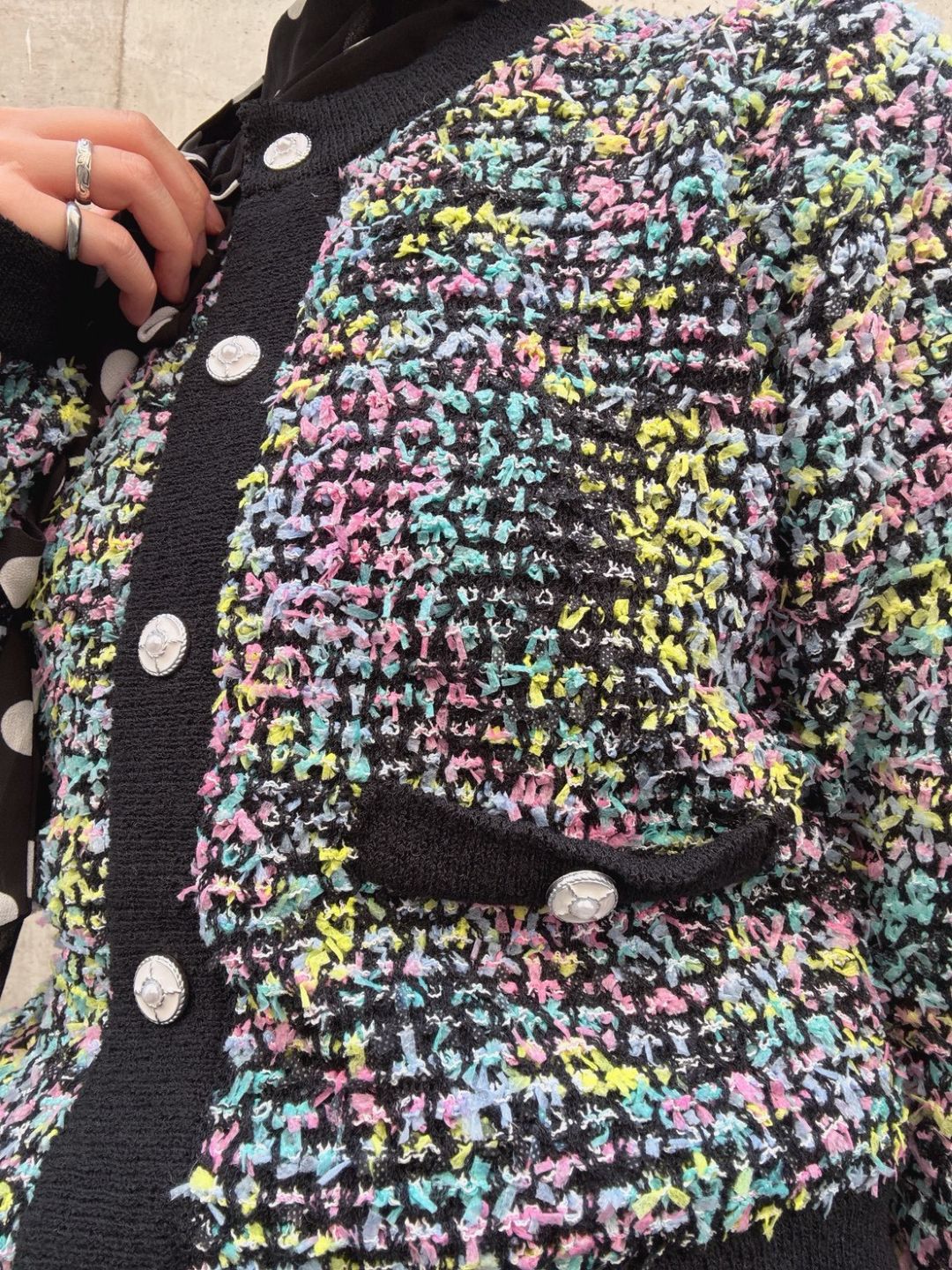 mix tweed knit cardigan