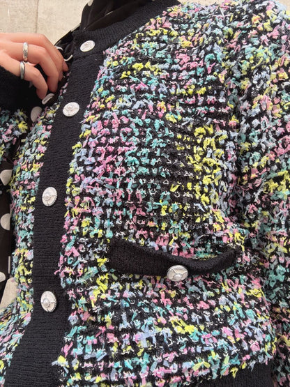 mix tweed knit cardigan
