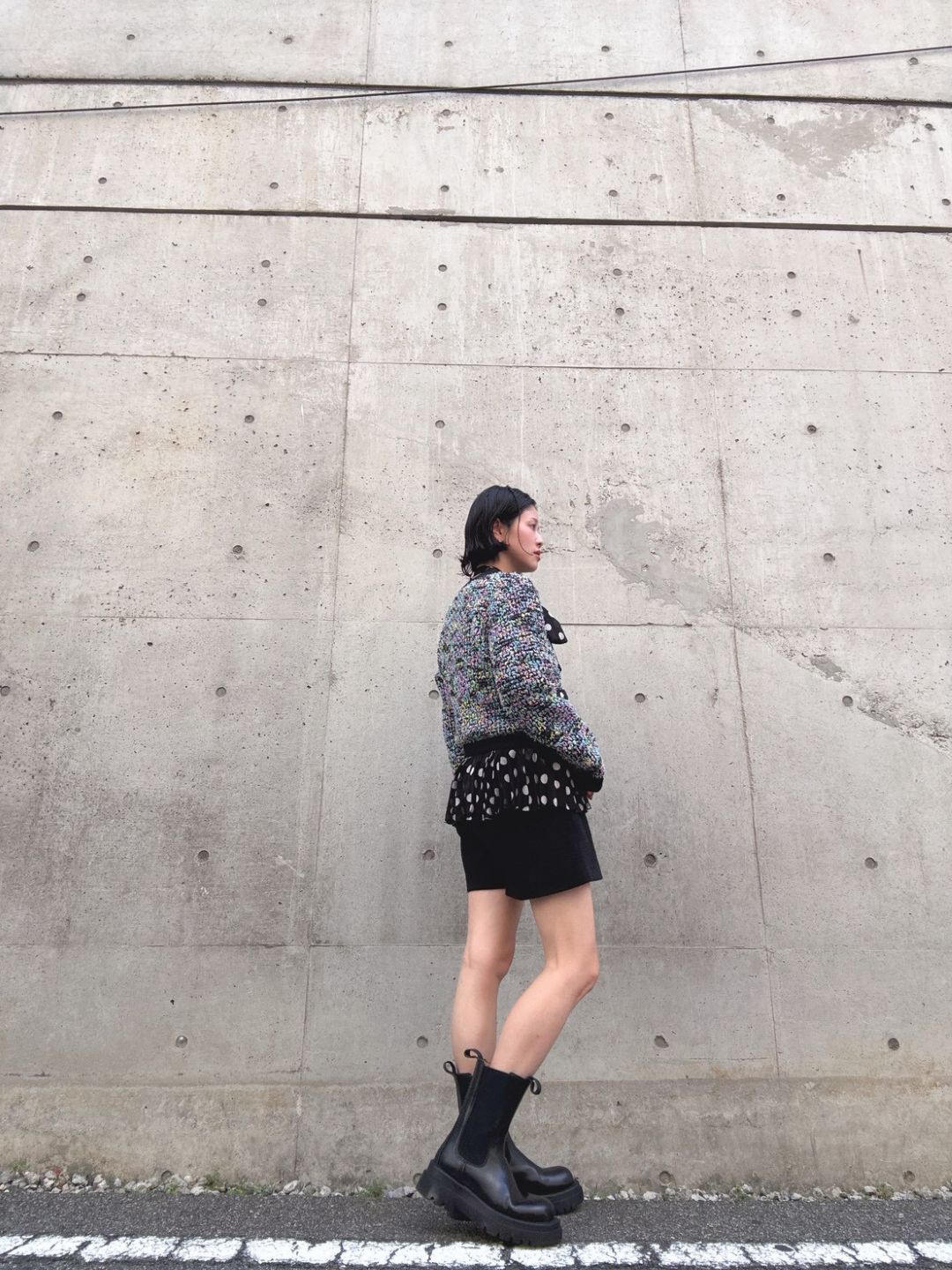 mix tweed knit cardigan