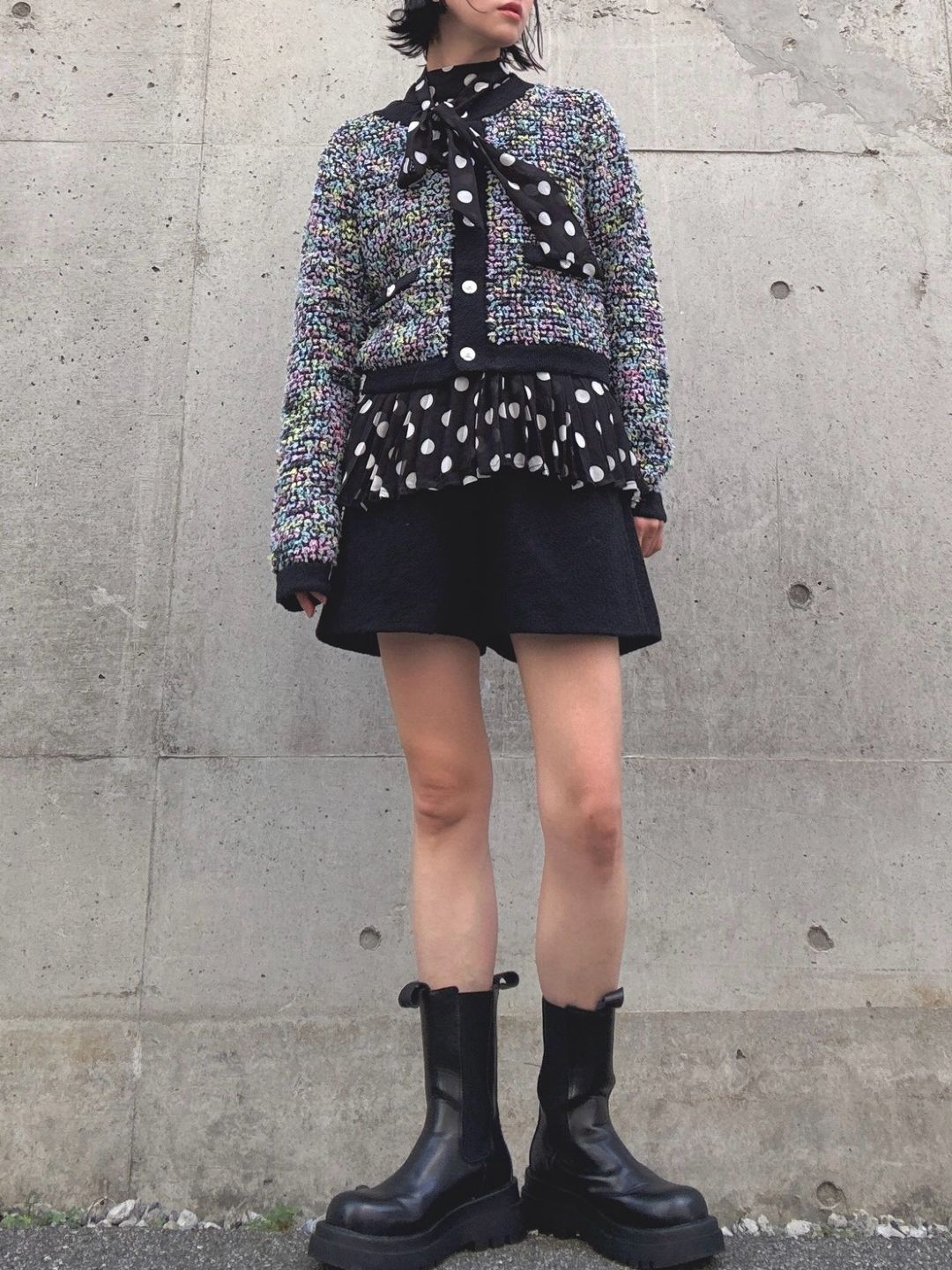 mix tweed knit cardigan