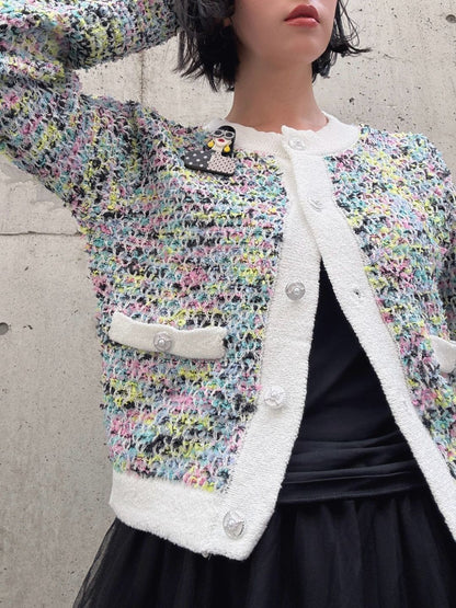 mix tweed knit cardigan