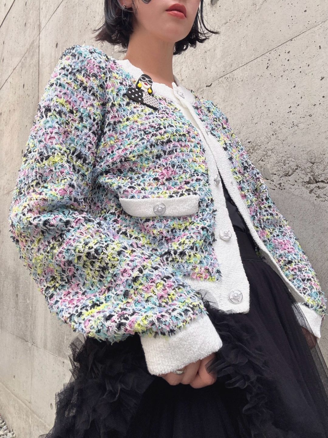 mix tweed knit cardigan