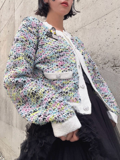 mix tweed knit cardigan