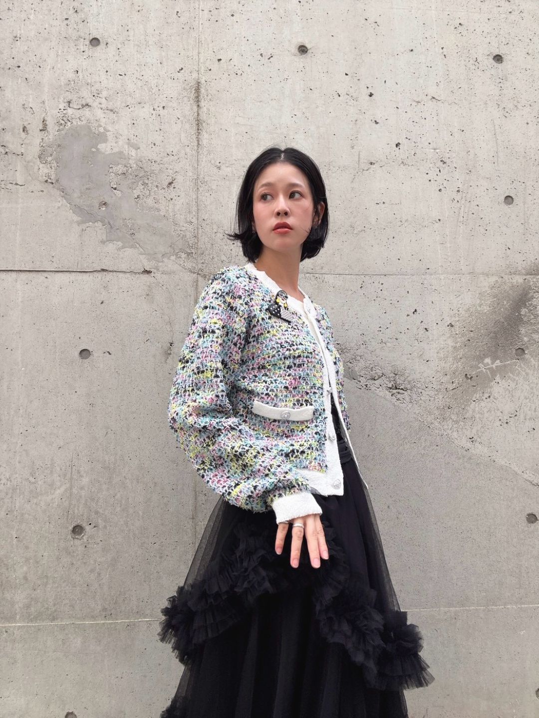 mix tweed knit cardigan