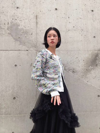 mix tweed knit cardigan
