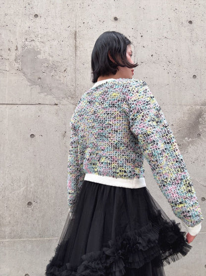 mix tweed knit cardigan