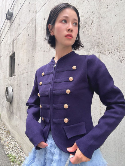 gold button knit jacket
