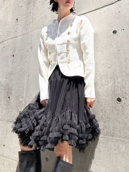 gold button knit jacket