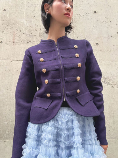gold button knit jacket