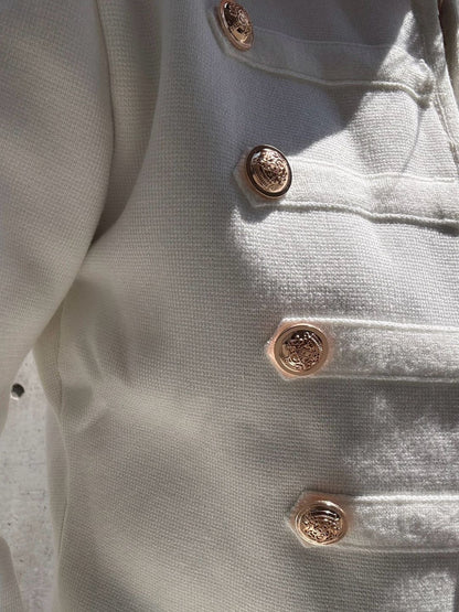 gold button knit jacket