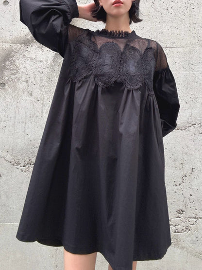 meshlace flaregather one-piece