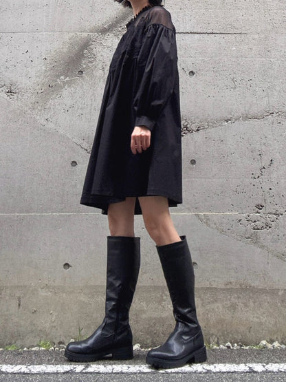 meshlace flaregather one-piece