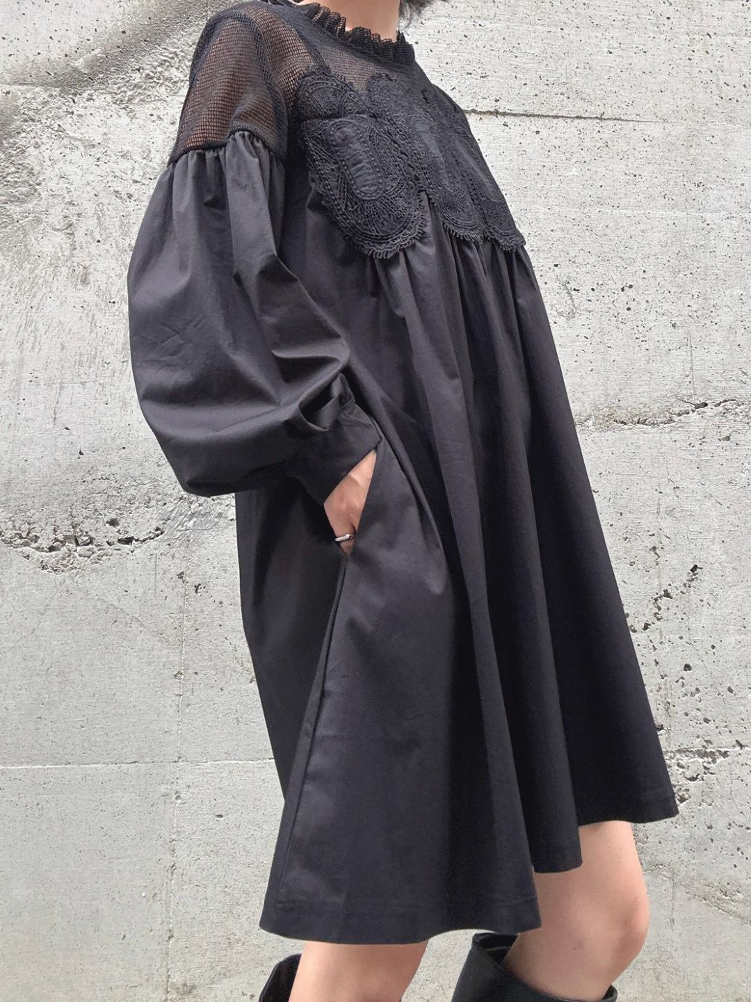 meshlace flaregather one-piece