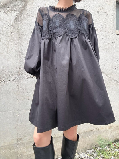 meshlace flaregather one-piece