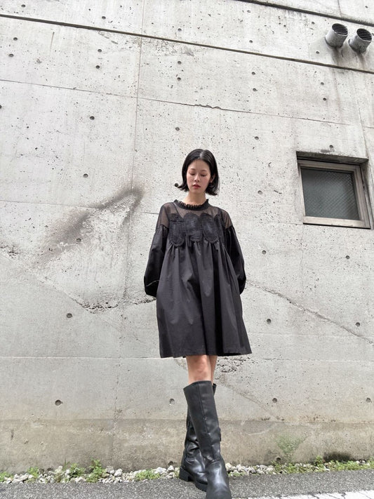 meshlace flaregather one-piece
