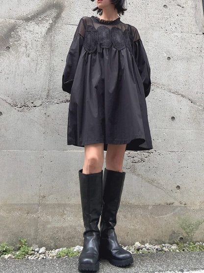meshlace flaregather one-piece
