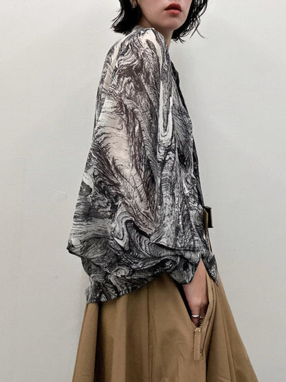 art print sheer shirt