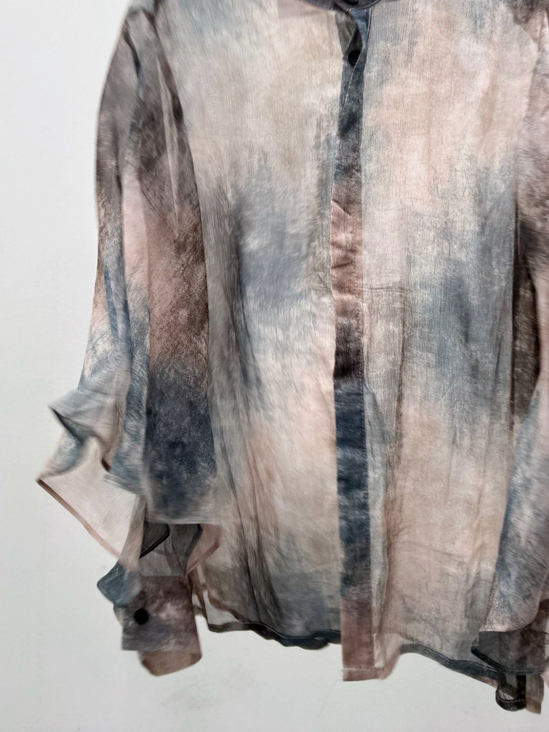 art print sheer shirt