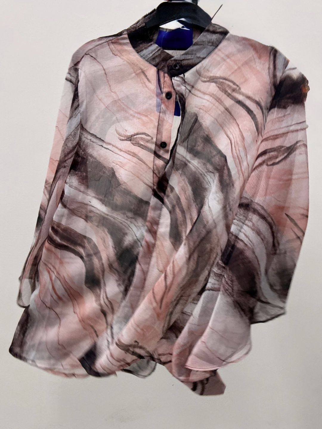 art print sheer shirt