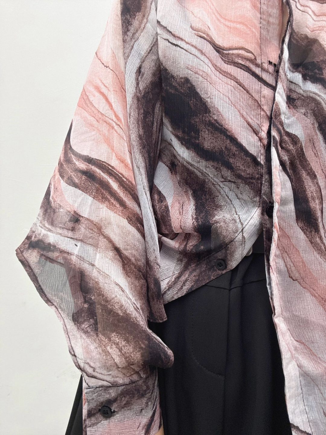 art print sheer shirt
