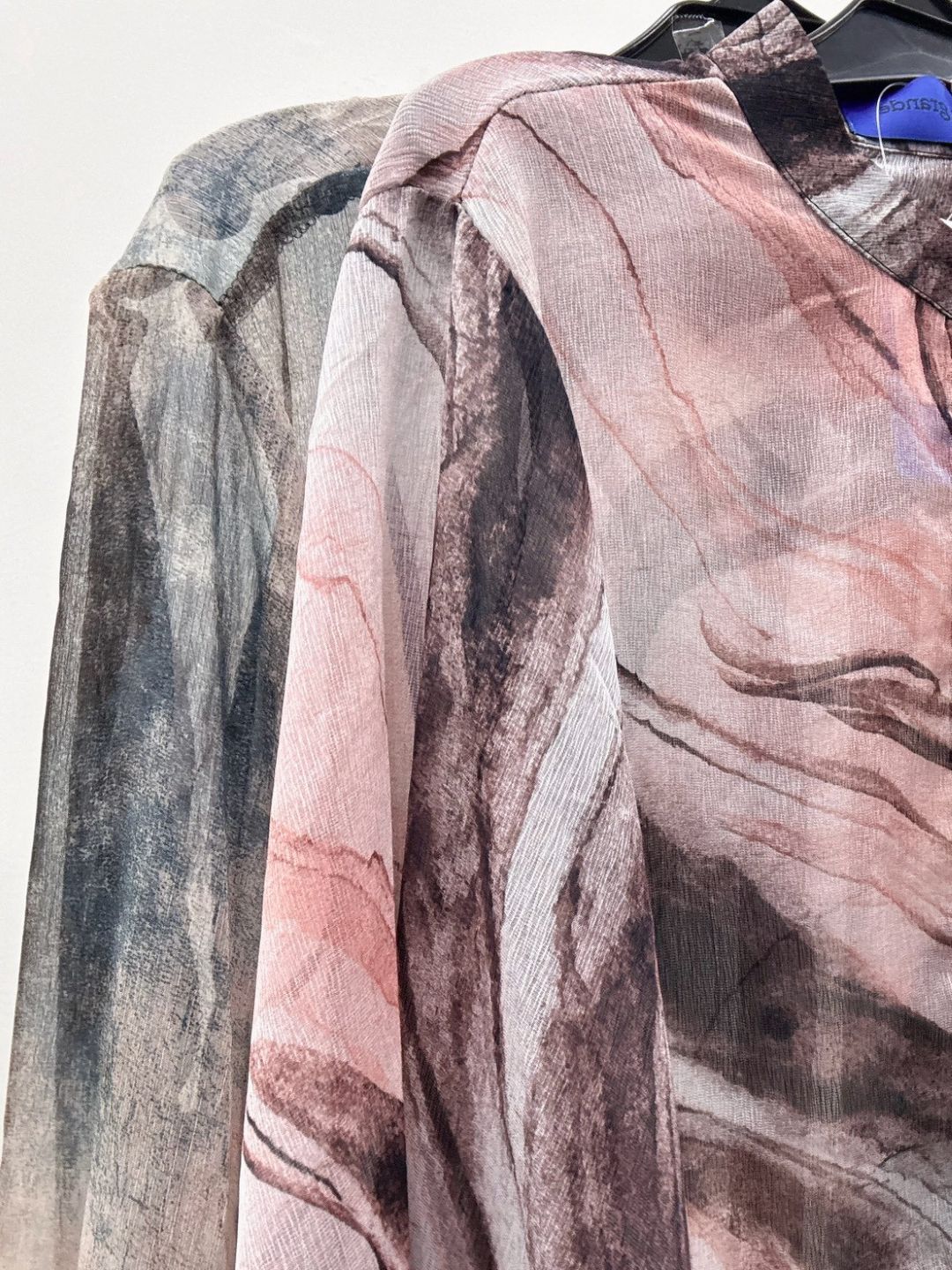 art print sheer shirt