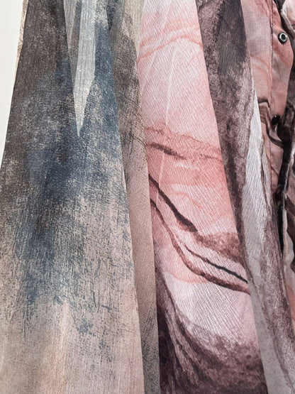 art print sheer shirt